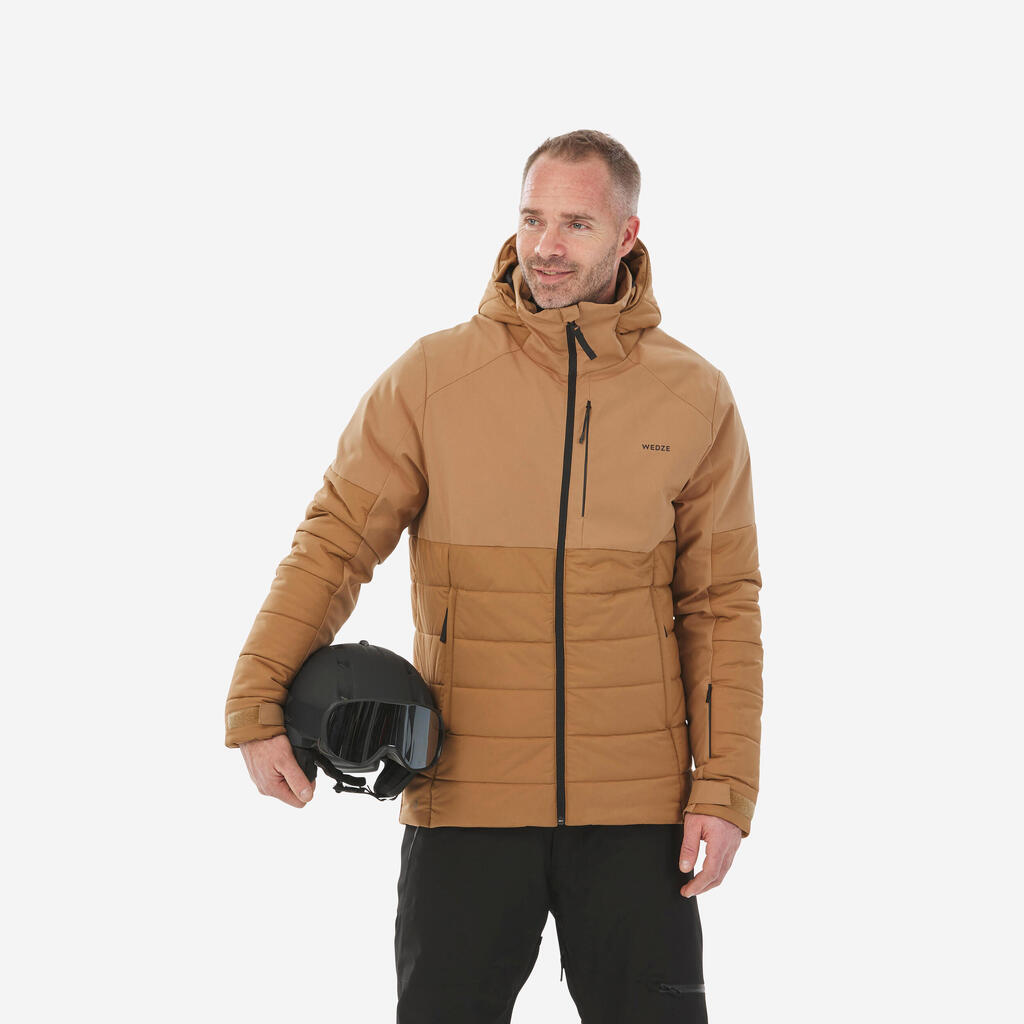 Men’s warm mid-length ski and snowboard jacket,  100 - Brown
