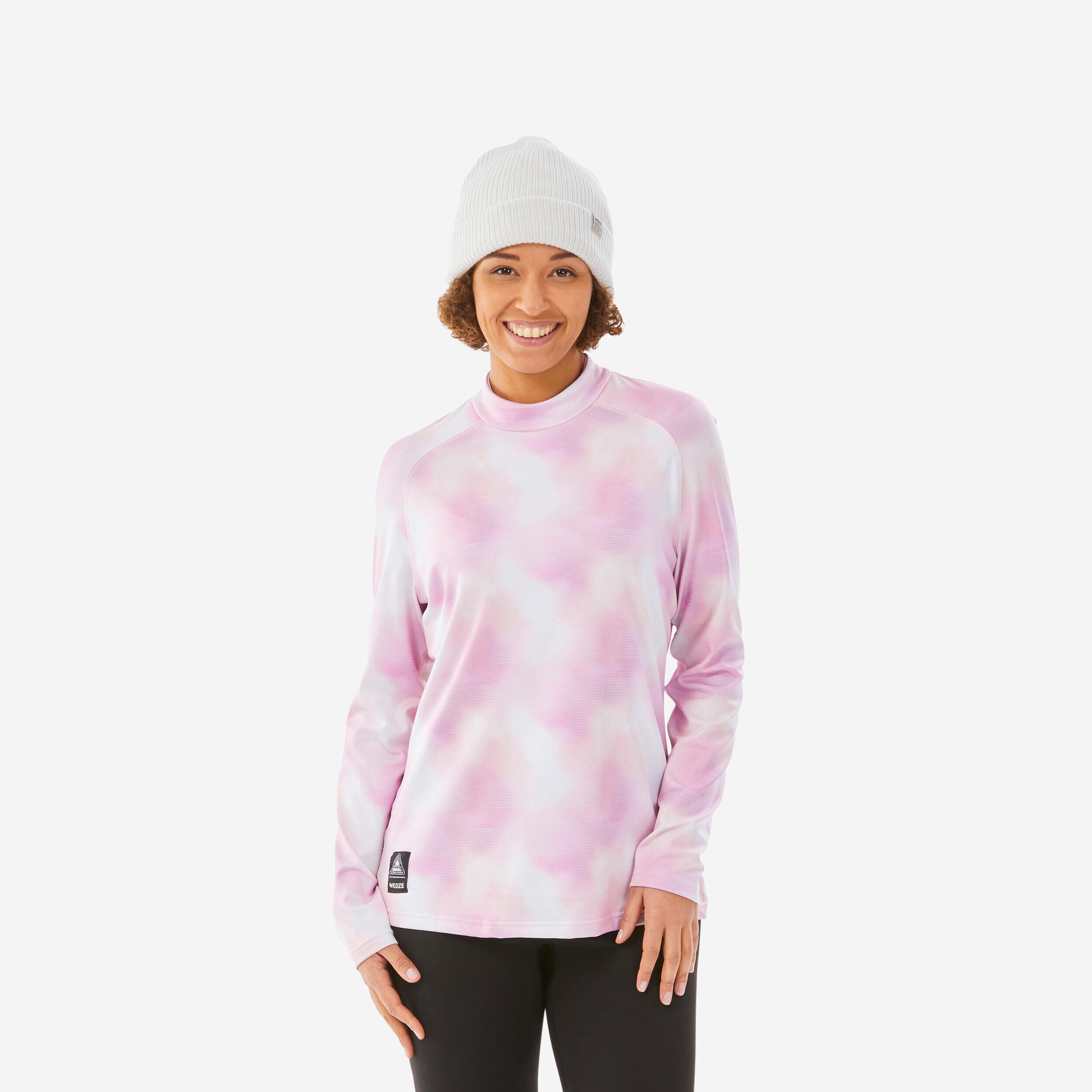 WEDZE Women’s Ski Base Layer Top - BL 500 Relax - Graph Pink