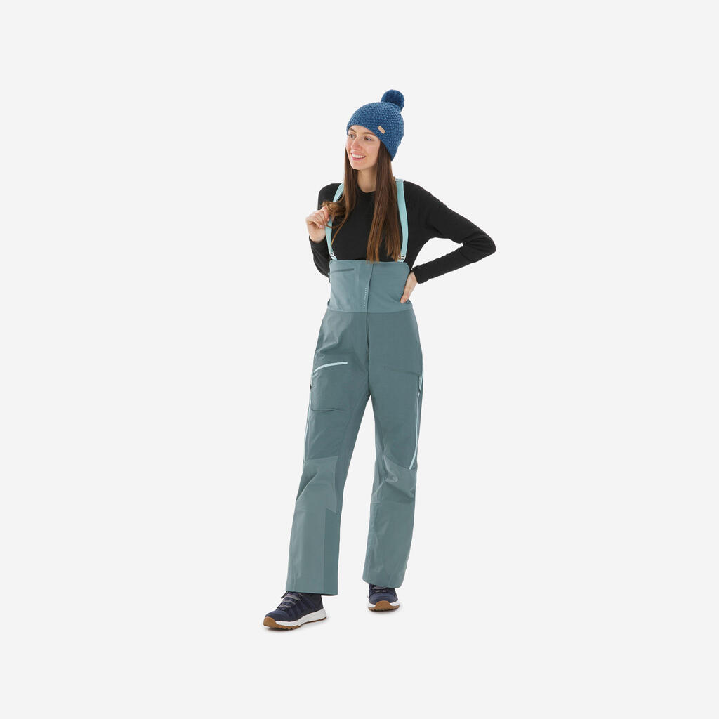 Women's Ski Salopette Trousers FR900 - Light Blue