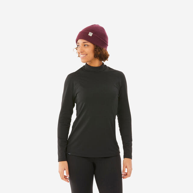Warm en ademend thermoshirt BL 500 voor skiën dames zwart