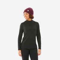 חולצת סקי שכבת בסיס תרמית חמה ונושמת BL500 לנשים - שחור