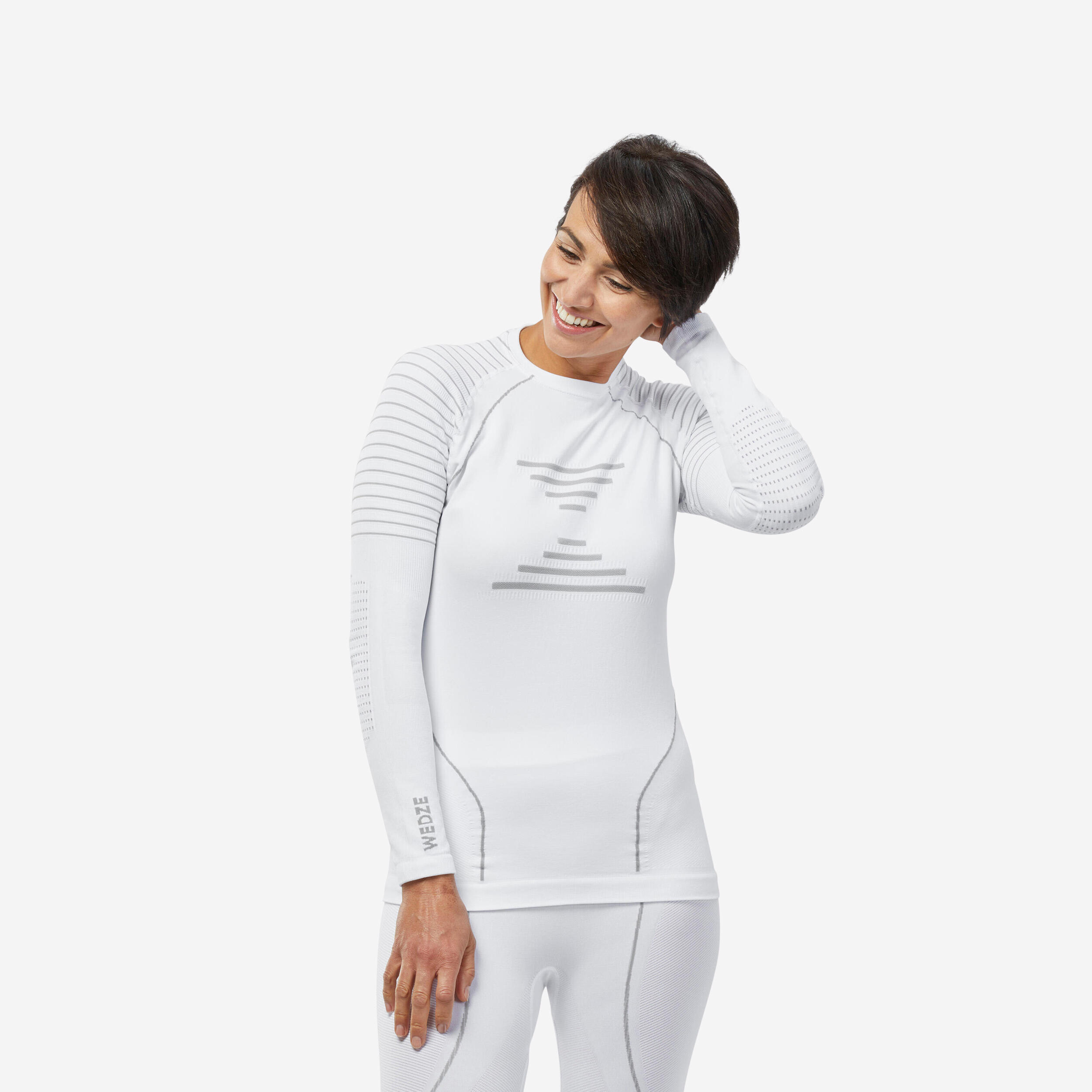 Women’s ski thermal base layer top 900 - white  1/11