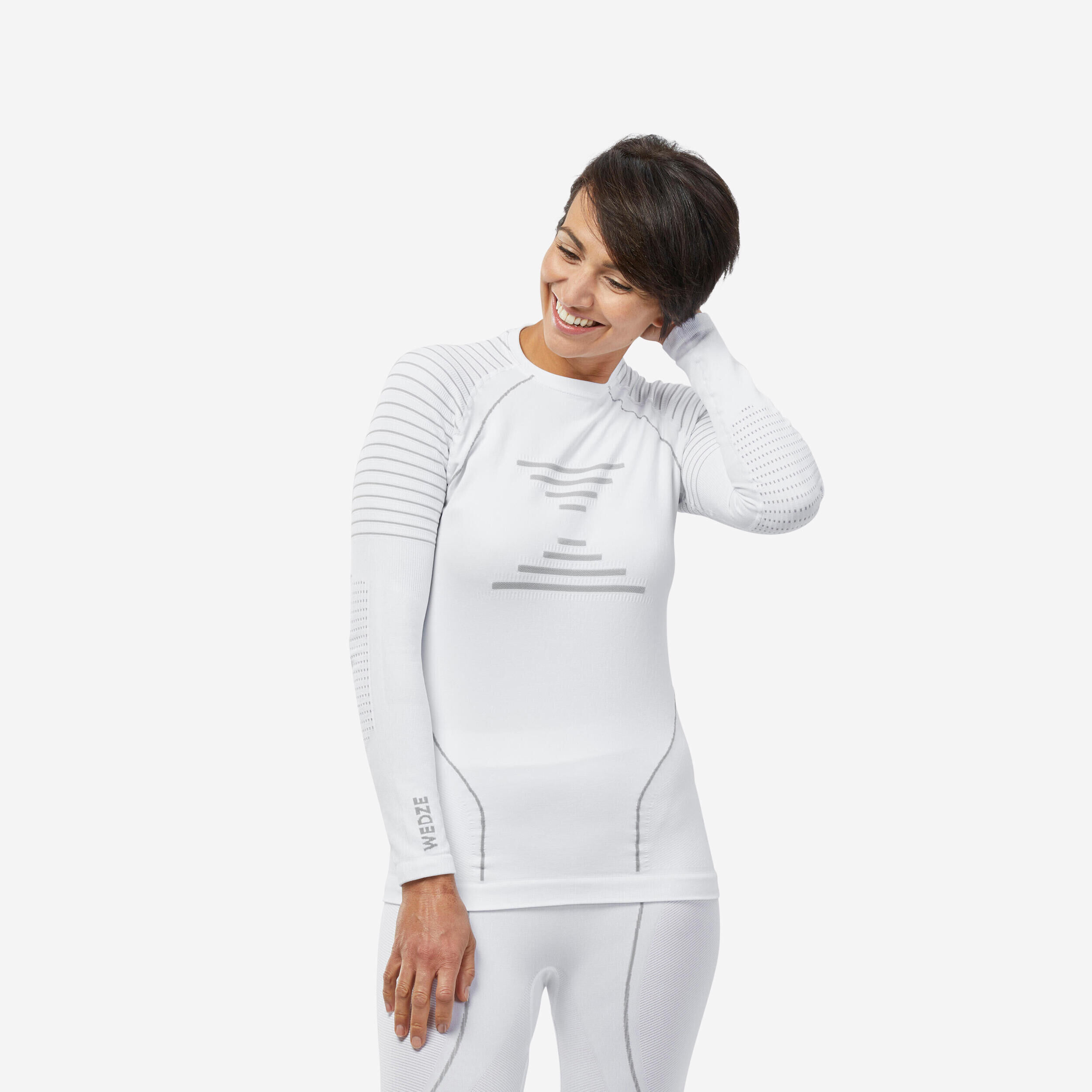 WEDZE Women’s ski thermal base layer top 900 - white 