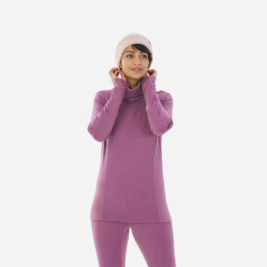 
      Women’s Ski Base Layer Top - BL 500 Wool High Neck -
Pink
  