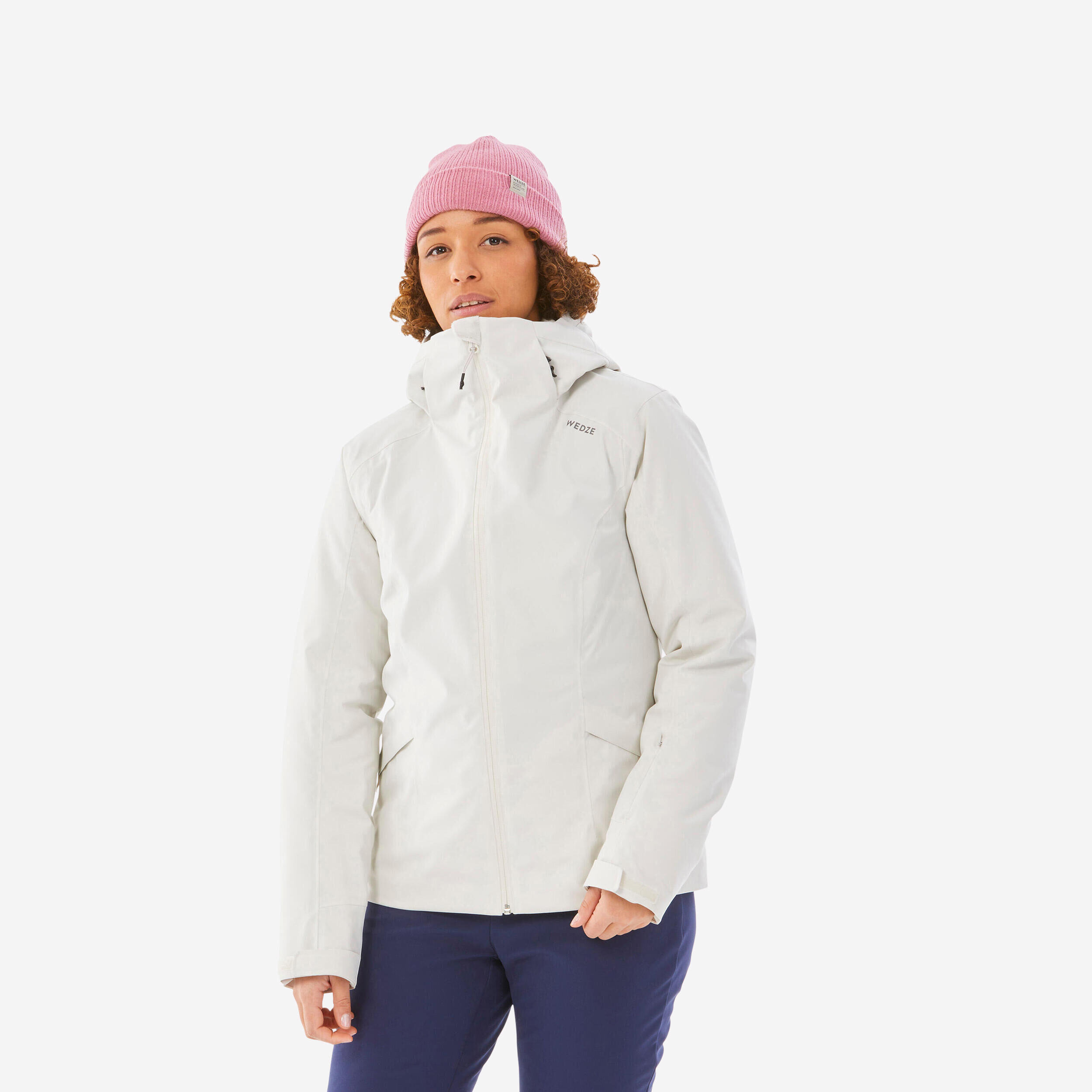 WEDZE WOMEN’S WARM SKI JACKET 500 - BEIGE