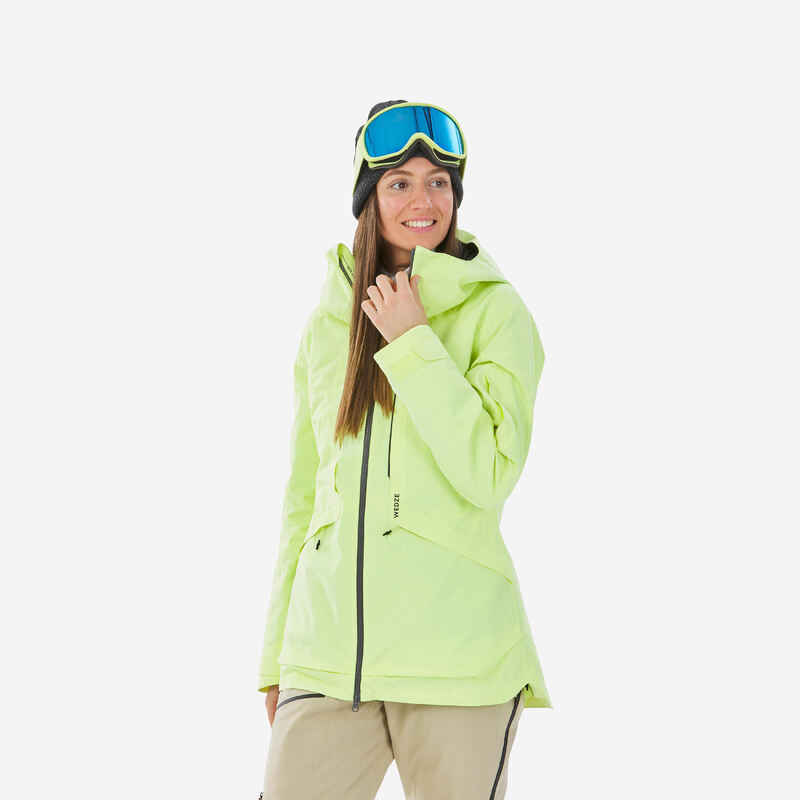 WOMEN’S SKI JACKET FR100 – NEON YELLOW