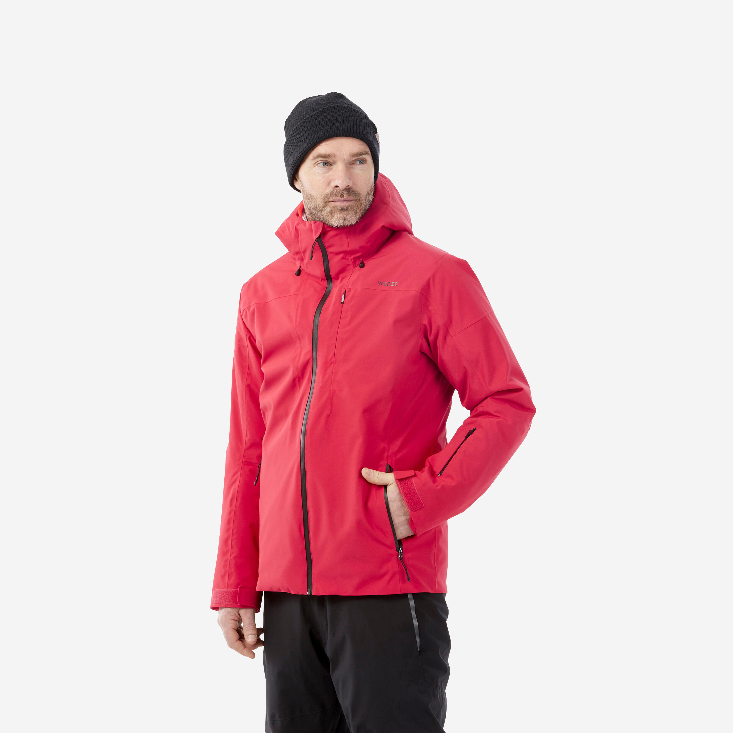 Men's 500 warm ski jacket - red