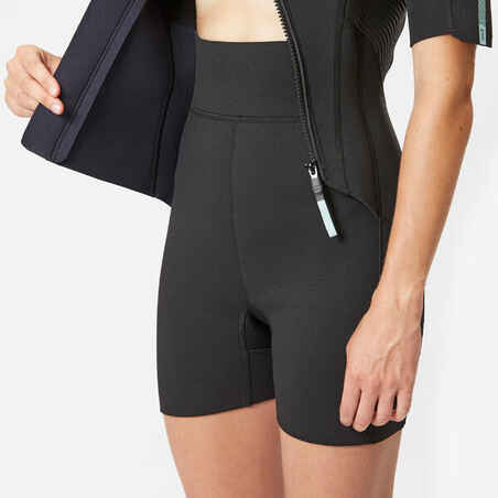 Women's 2 mm neoprene shorty wetsuit with diagonal front zip Easy