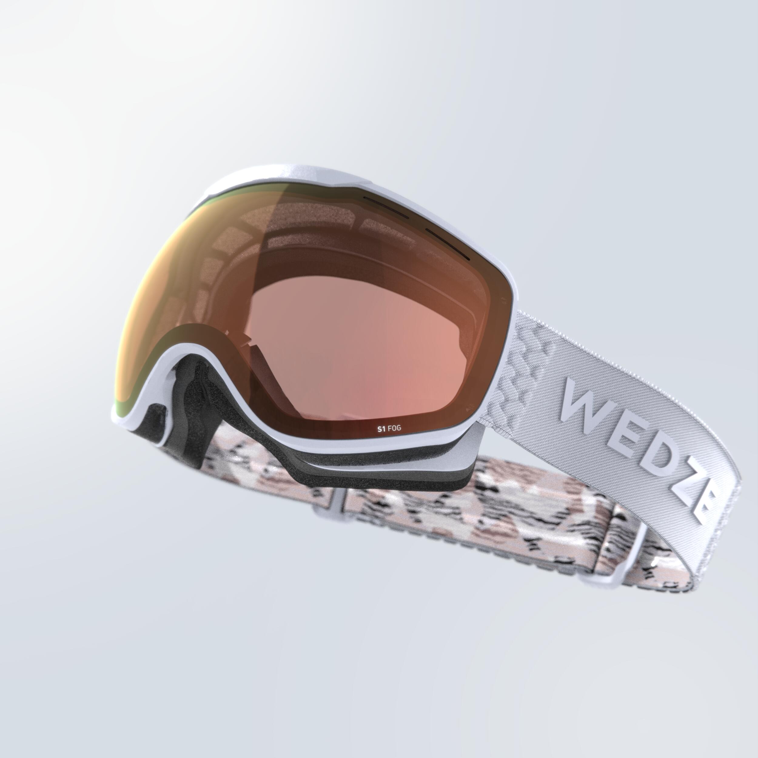 WEDZE KIDS’ AND ADULTS’ BAD WEATHER SKIING GOGGLES - G 900 S1 - LIGHT PURPLE