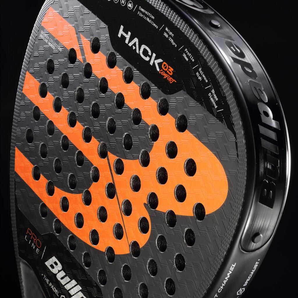 Pala de pádel para Adulto Hack 03 Comfort Bullpadel negro/naranja