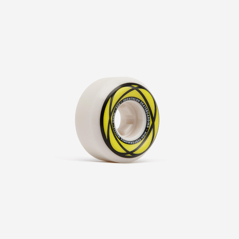 JEU DE 4 ROUES DE SKATEBOARD COULEUR IVOIRE FORME CONIQUE TAILLE 52mm, 99A.