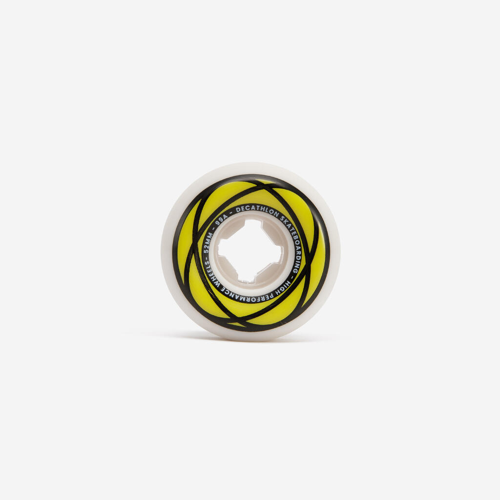 Jeu de 4 roues de skateboard couleur ivoire forme conique taille 54mm, 99a.