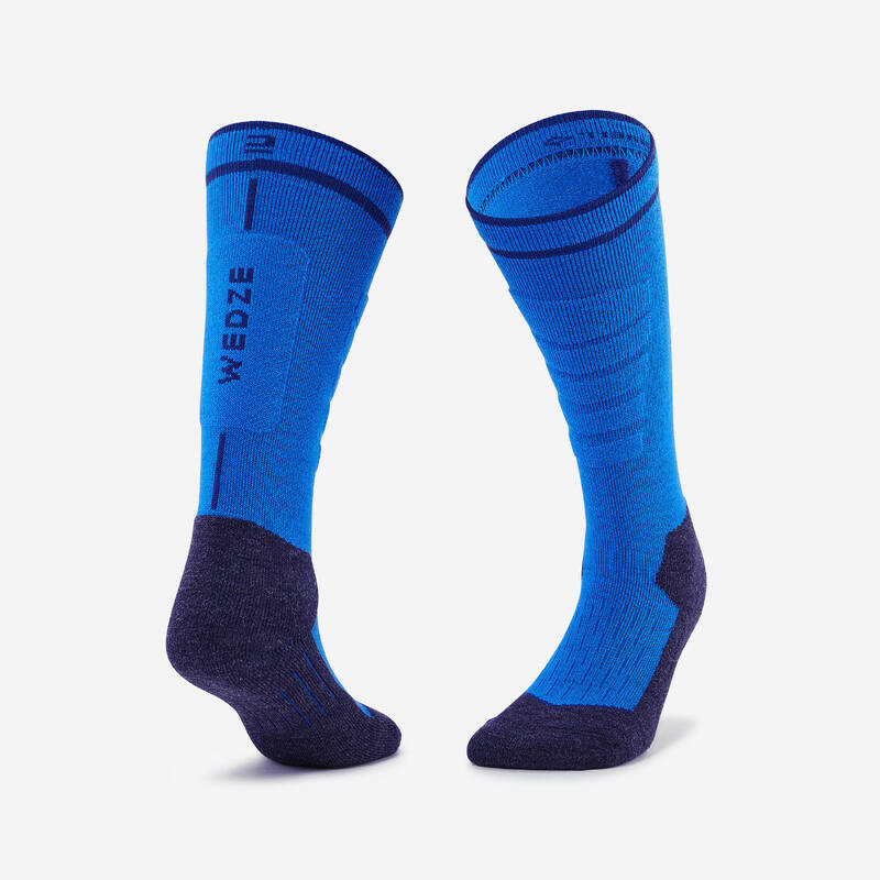 CHAUSSETTES DE SKI ET SNOWBOARD ENFANT 100 - BLEUES