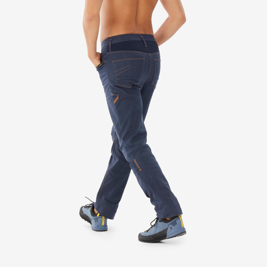 Pánske odolné džínsové nohavice Vertika na lezenie tmavomodré