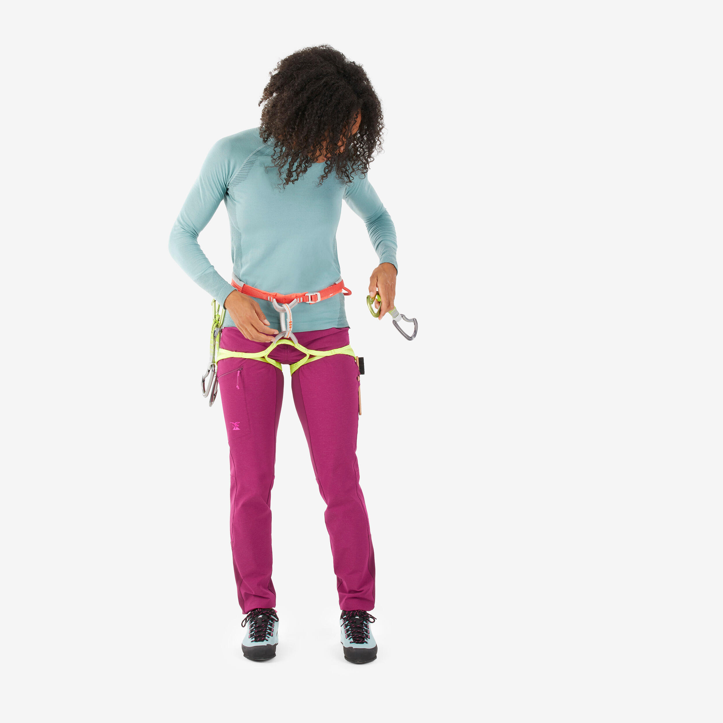 WOMEN'S CLIMBING PANTS STRETCH EDGE - BEETROOT 6/9