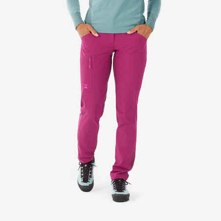 Rožnate ženske raztegljive plezalne hlače EDGE