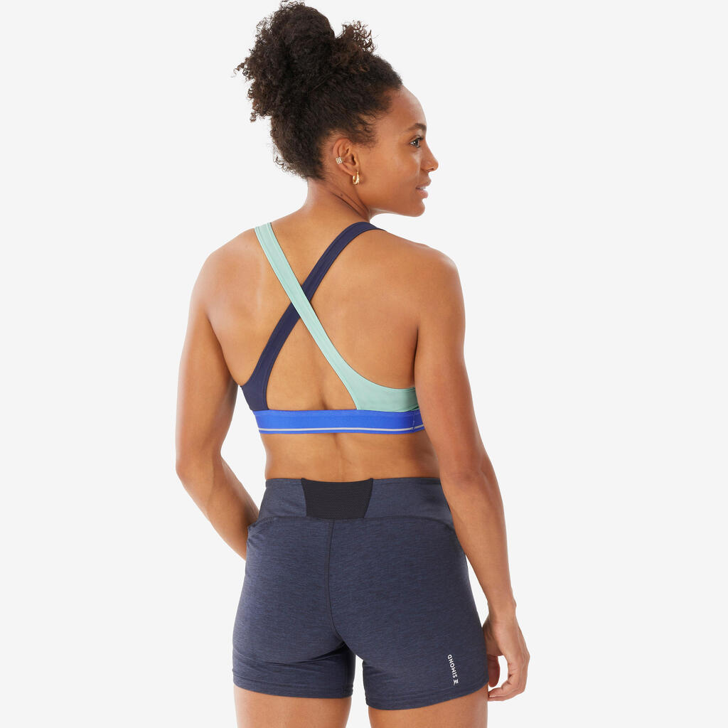 WOMEN'S CLIMBING CROP TOP EDGE - BLUE GREEN