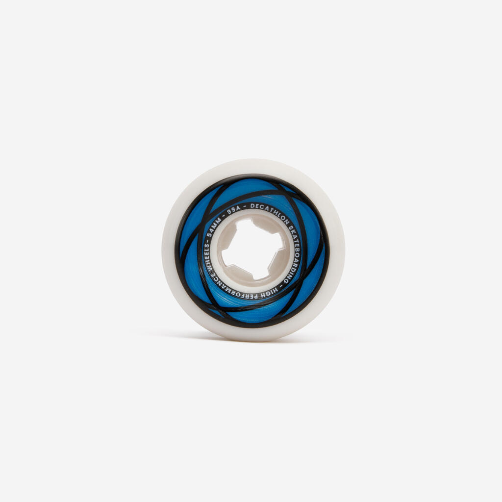 Jeu de 4 roues de skateboard couleur ivoire forme conique taille 54mm, 99a.