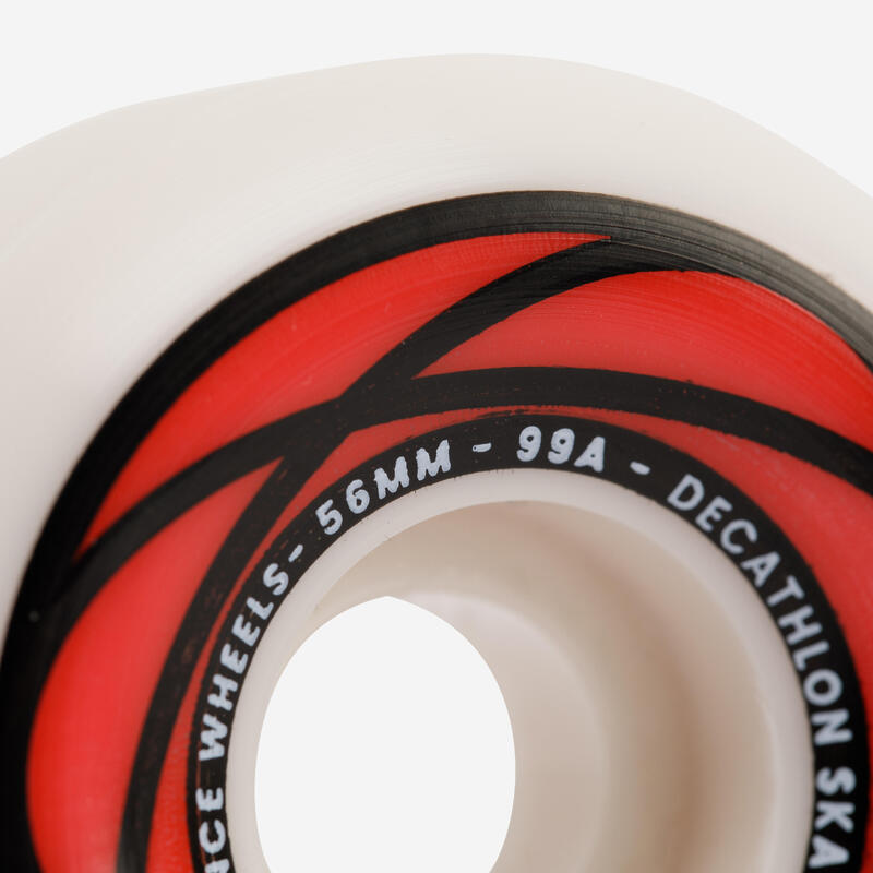 Sada 4 skateboardových koleček 56 mm 99A bílá kónická