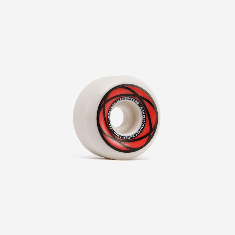 JEU DE 4 ROUES DE SKATEBOARD COULEUR IVOIRE FORME CONIQUE TAILLE 56mm, 99A.