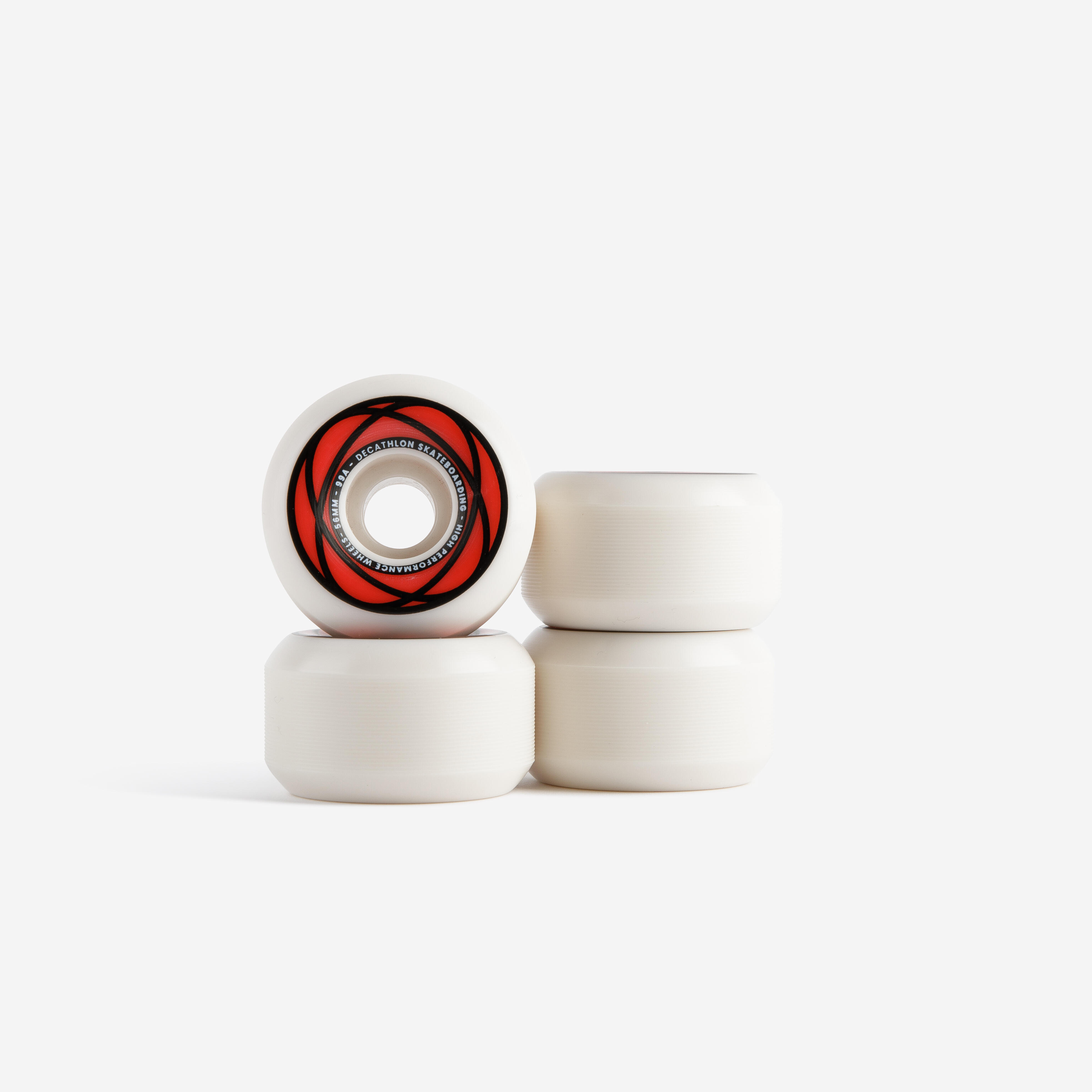 Conjunto de 4 rodas de skateboard cor marfim modelo cónico tamanho 56mm, 99a.