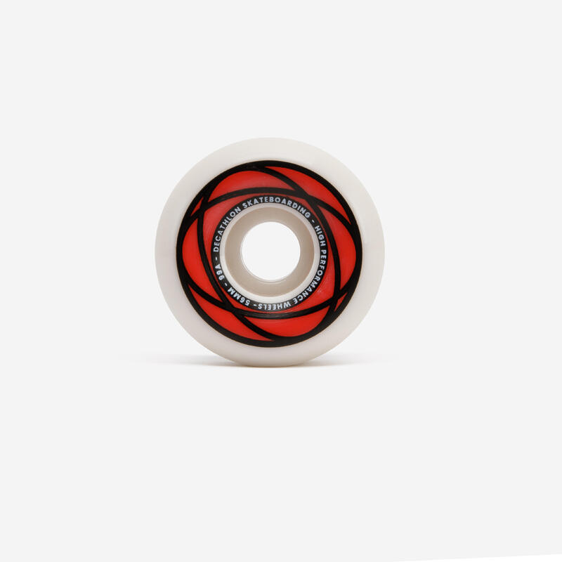 JEU DE 4 ROUES DE SKATEBOARD COULEUR IVOIRE FORME CONIQUE TAILLE 56mm, 99A.