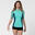Women's anti-UV short-sleeved 1 mm neoprene top - flower turquoise