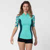 Women's anti-UV short-sleeved 1 mm neoprene top - flower turquoise