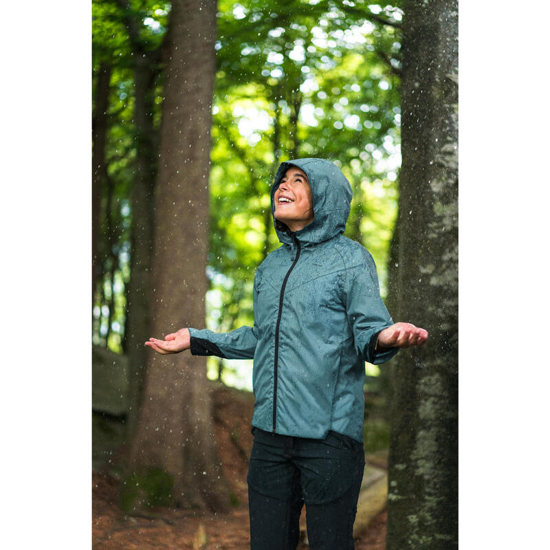 Veste imperméable de randonnée fille 7-15, MH500 vert