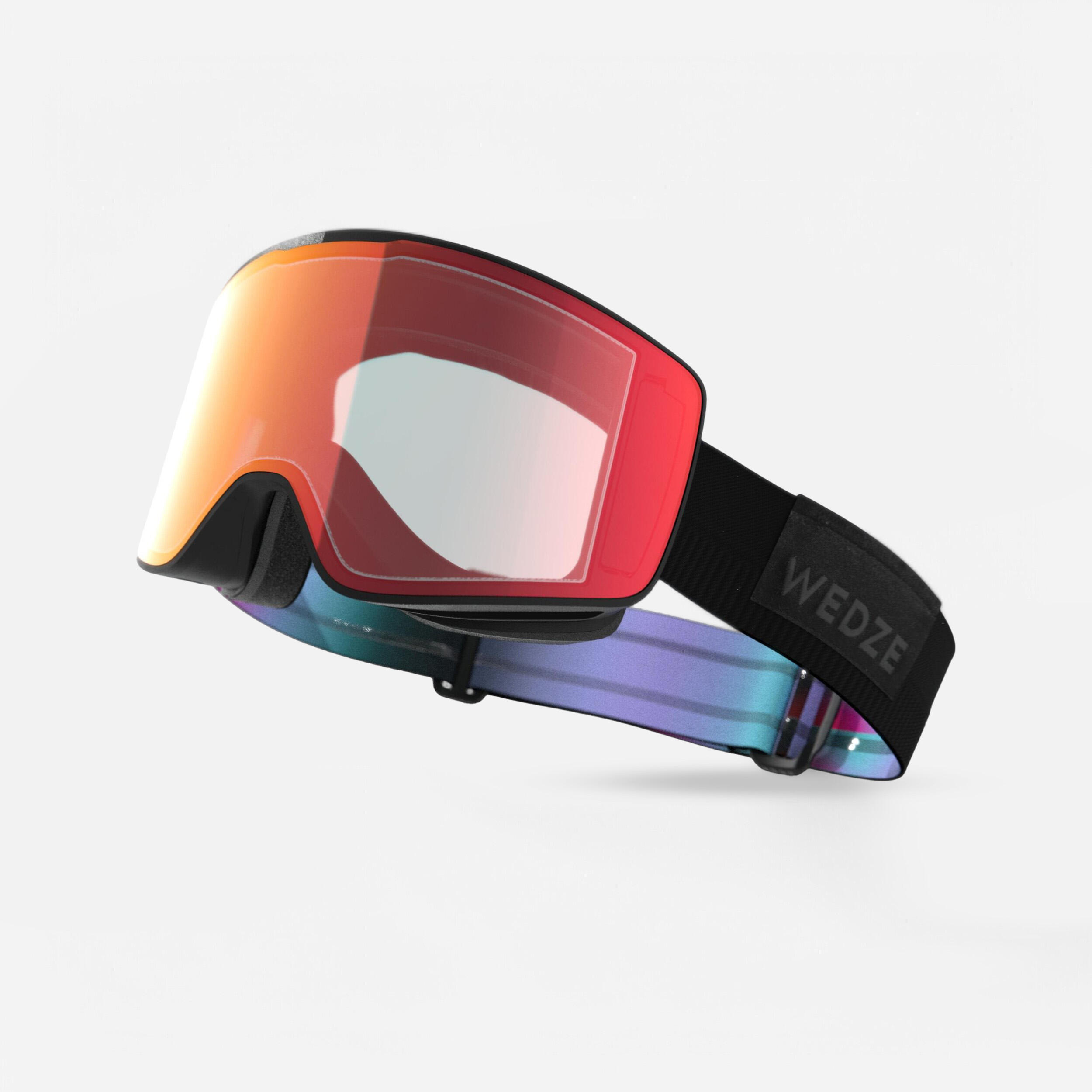 WEDZE Lyžiarske a snowboardové okuliare G 900 HD do každého počasia čierne L