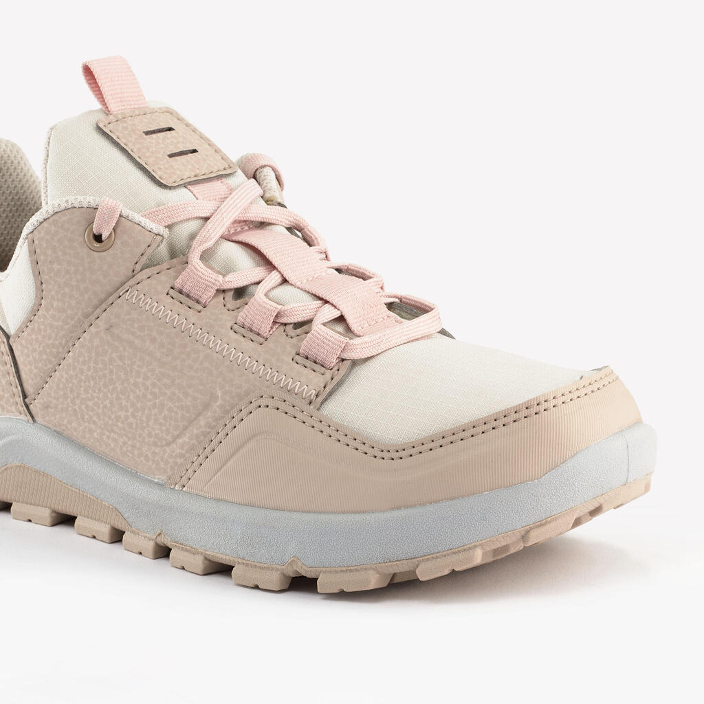 Wanderschuhe Kinder Grösse 35-38 niedrig mit Schnürung - NH500 Low beige/rosa 