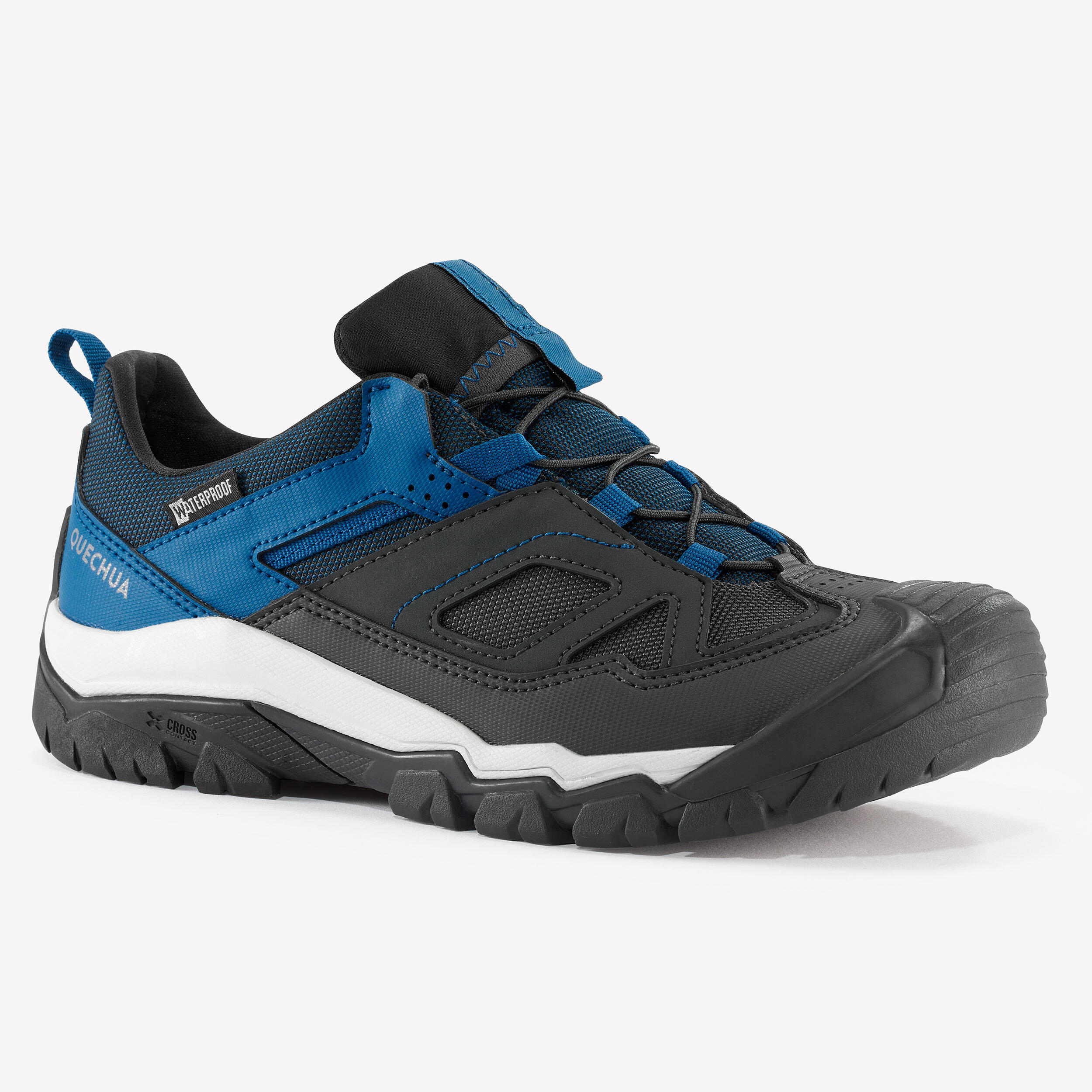 Children's waterproof hiking shoes with laces - CROSSROCK blue 35-38