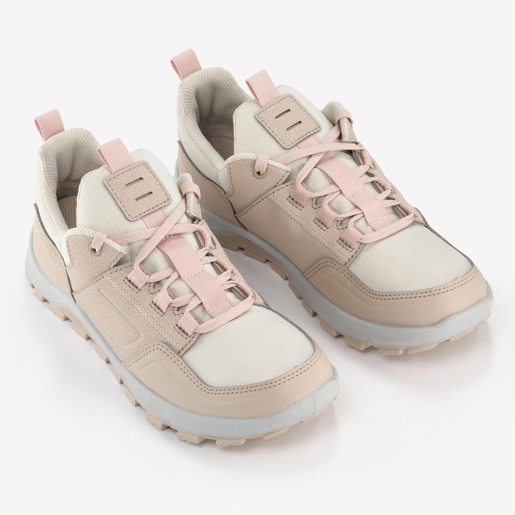 Wanderschuhe Kinder Grösse 35-38 niedrig mit Schnürung - NH500 Low beige/rosa 