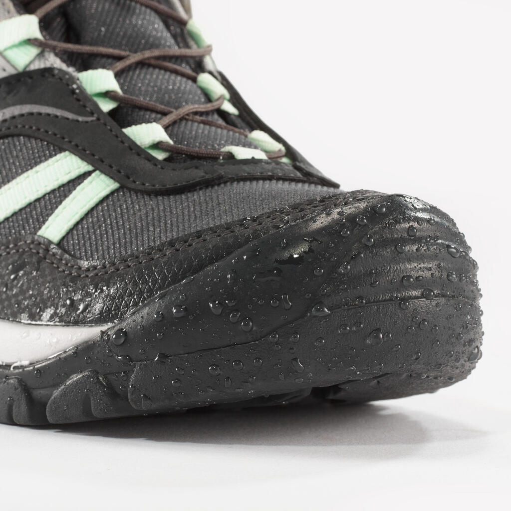 Cipele za planinarenje Crossrock vodootporne na vezice dječje 35-38 sive