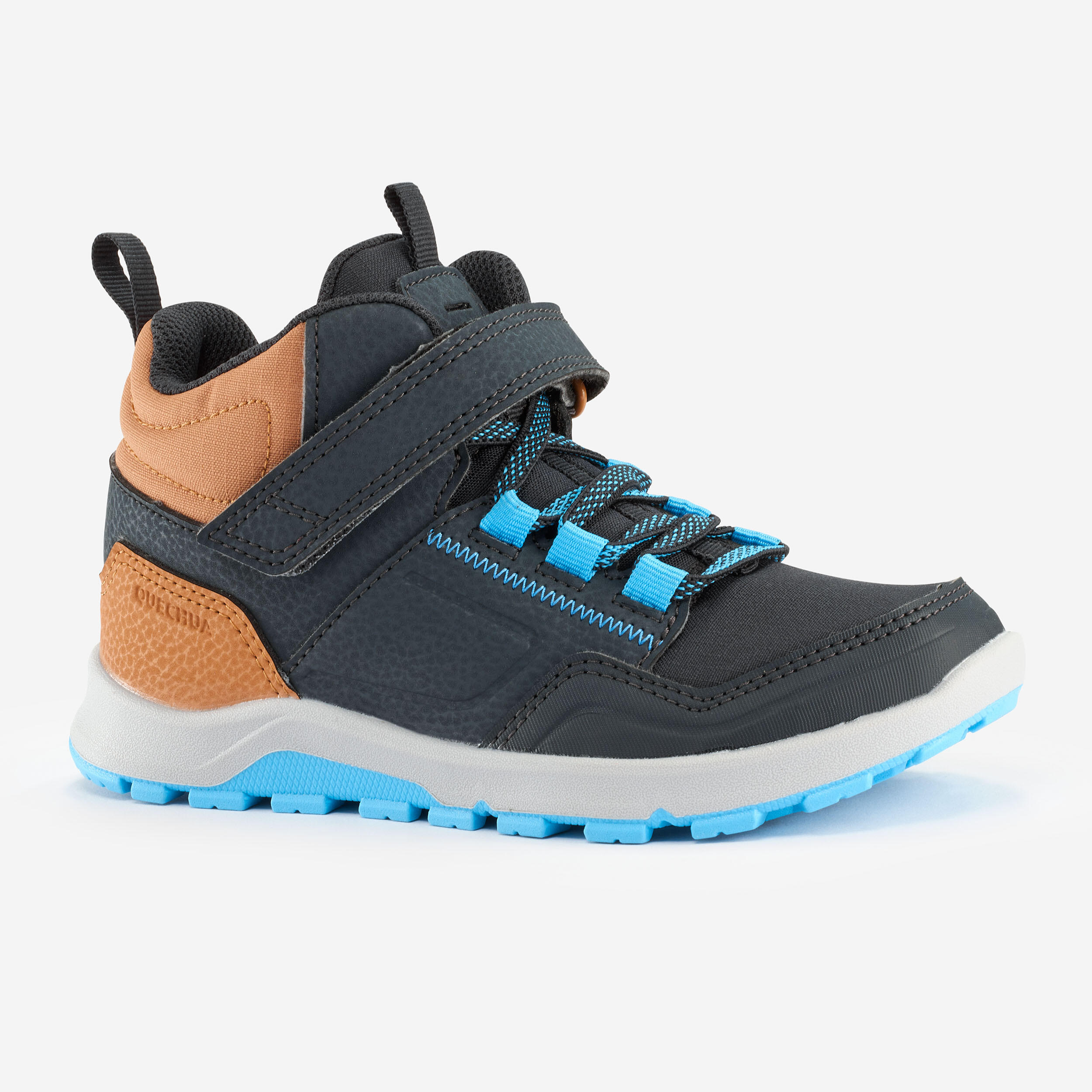QUECHUA Wandelschoenen voor kinderen NH500 mid klittenbandsluiting grijs maat 28 tot 34