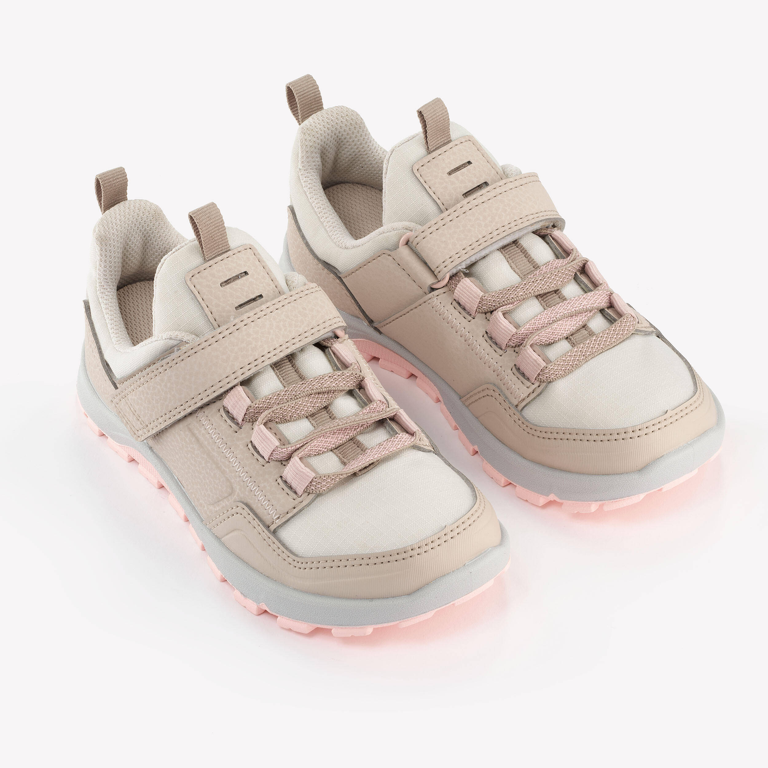Kids’ water-repellent, hook-and-loop fastener hiking boots 10 - 2, NH500 - Beige -  2