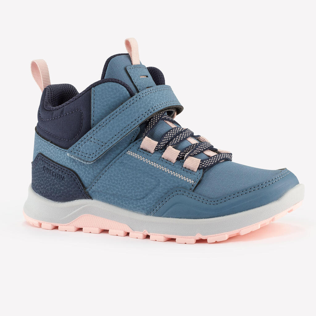 Wanderschuhe Kinder Grösse 28–34 halbhoch Klettverschluss - NH500 blau