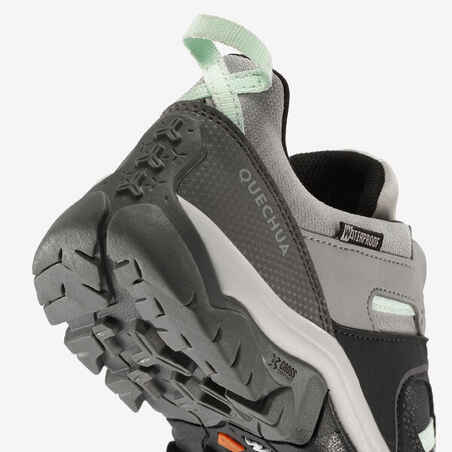 Children's waterproof lace-up hiking shoes - CROSSROCK grey - 35–38