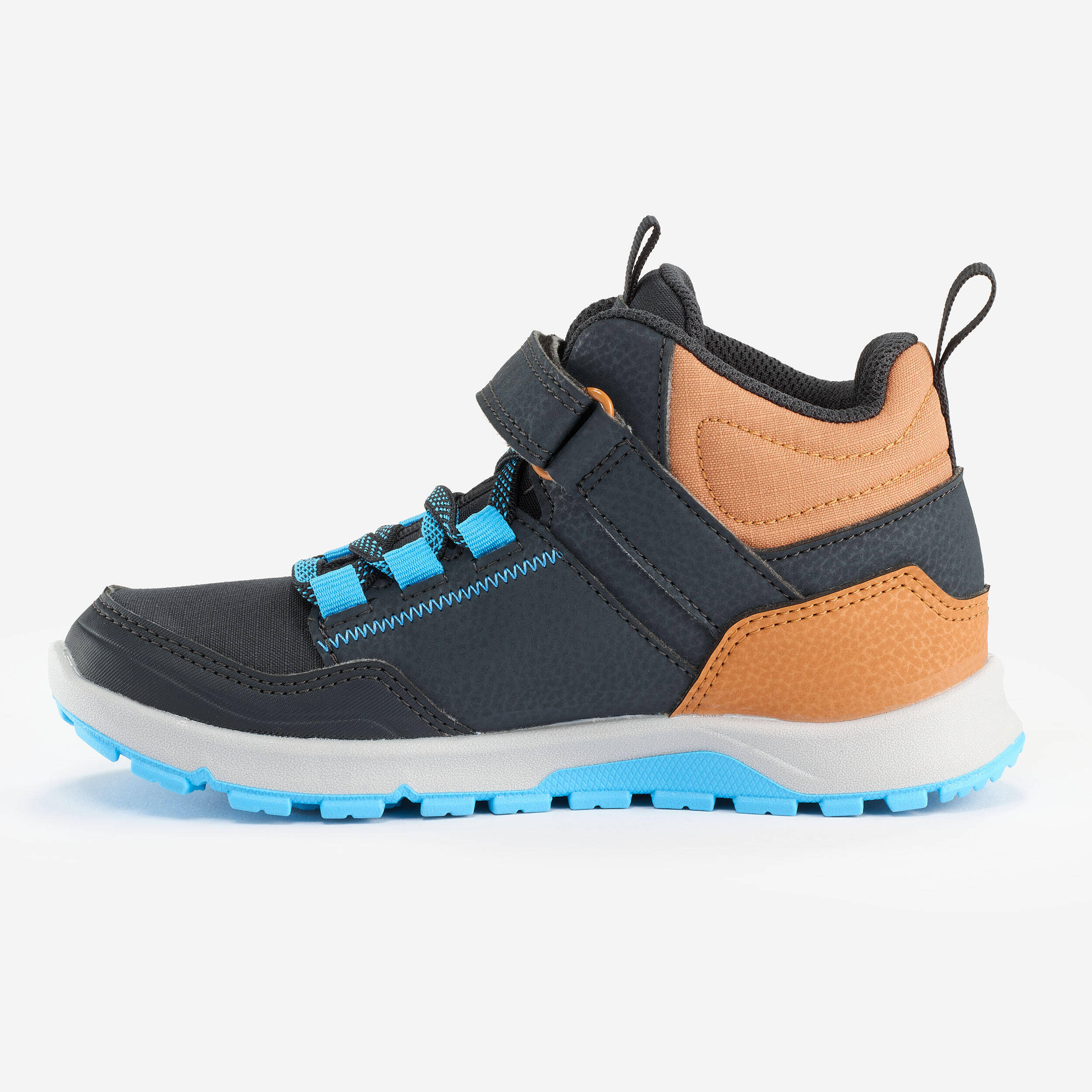 Kids’ lightweight, riptab hiking boots, NH500 Mid, UK JR sizes 10 - 2 - Grey -  4