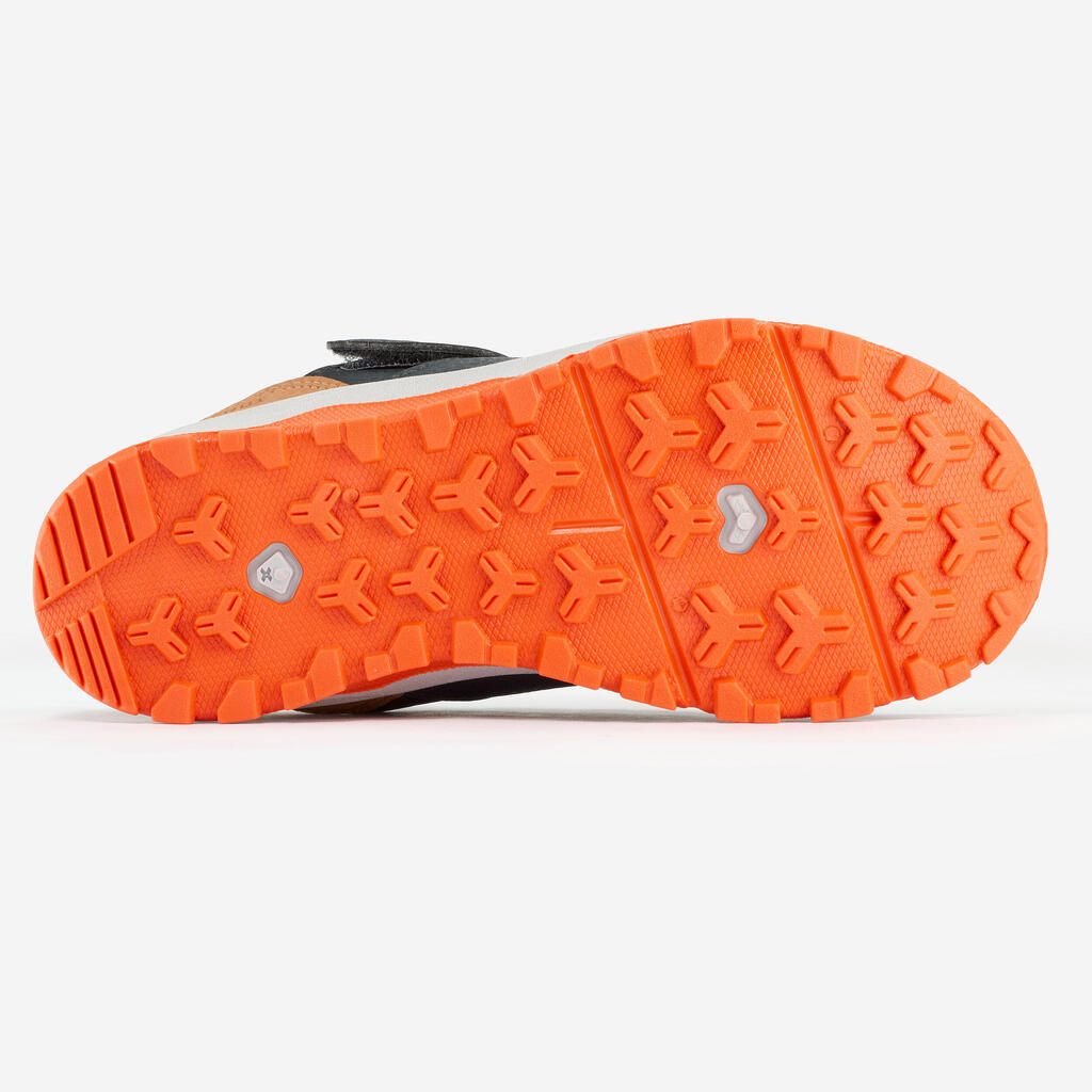 Bērnu zemie pārgājienu apavi ar līplenti “NH500”, izmēri 28.-35., zili/oranži