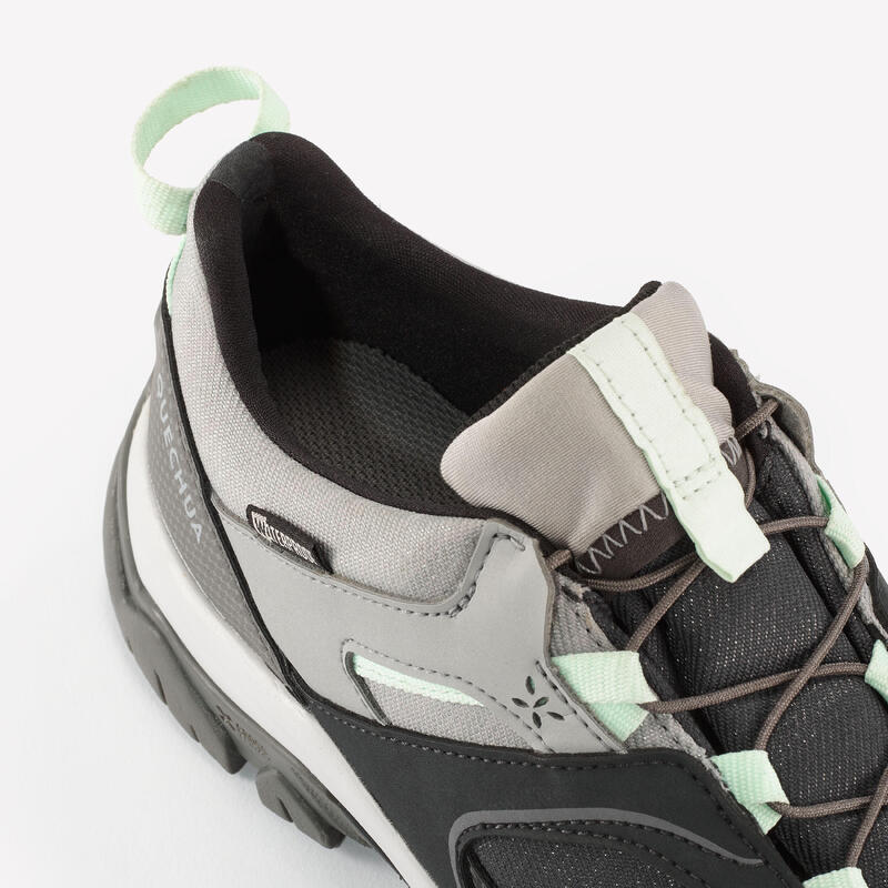 Chaussures imperméables de randonnée enfant avec lacet - CROSSROCK grise - 35-38