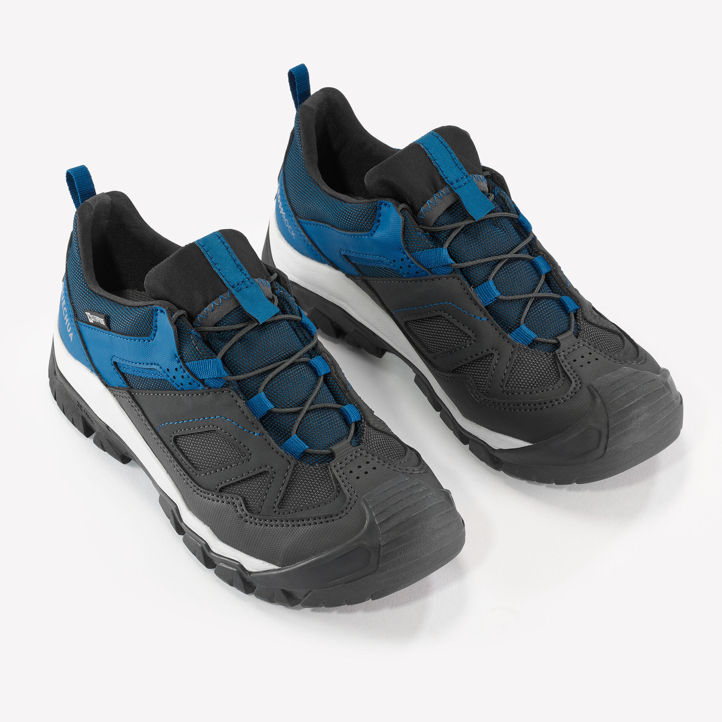 Children's waterproof hiking shoes with laces - CROSSROCK blue 35-38