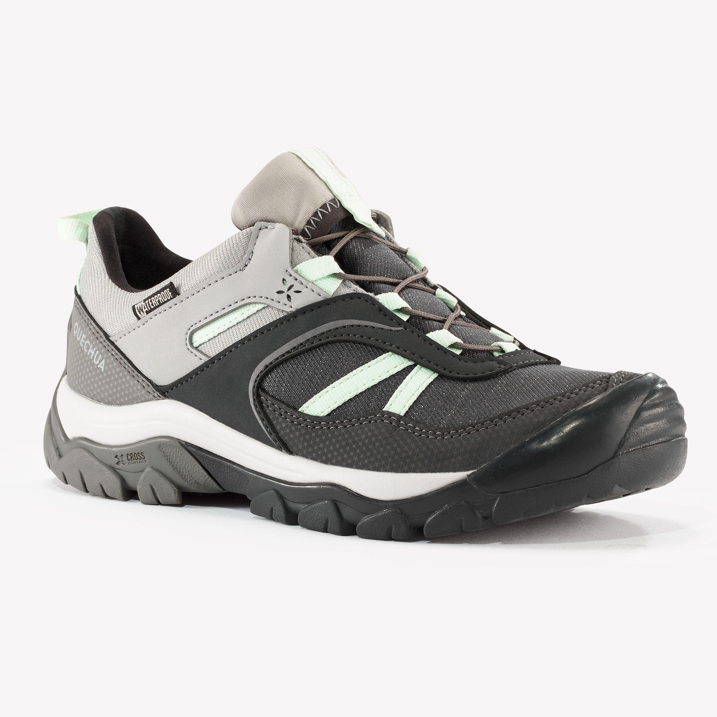 QUECHUA Children's waterproof lace-up hiking shoes - CROSSROCK grey - 35–38