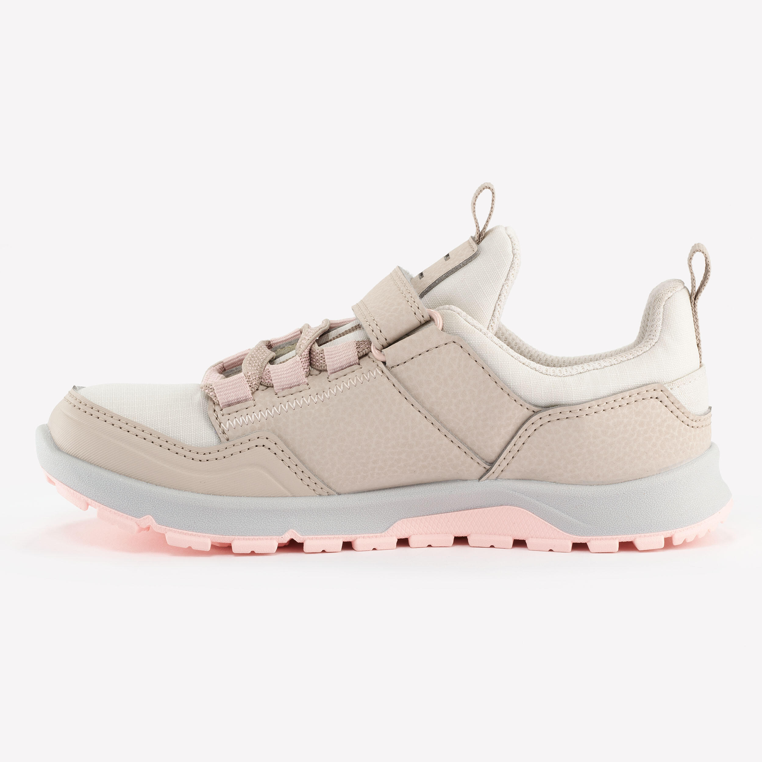 Wandelschoenen met klittenband voor kinderen NH500 low beige roze 28 tot 34 5/9