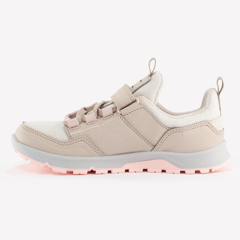 Wanderschuhe Kinder Gr. 28–34 niedrig Klettverschluss Wandern - NH500 beige/rosa