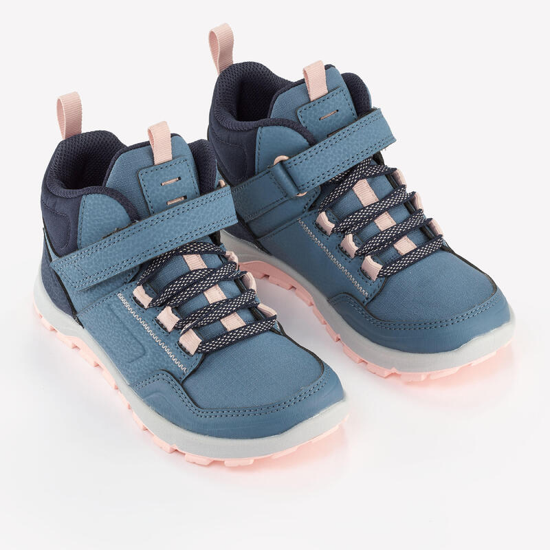 Botas de caminhada de criança com banda autoaderente NH500 MID AZUL - 28 AO 34