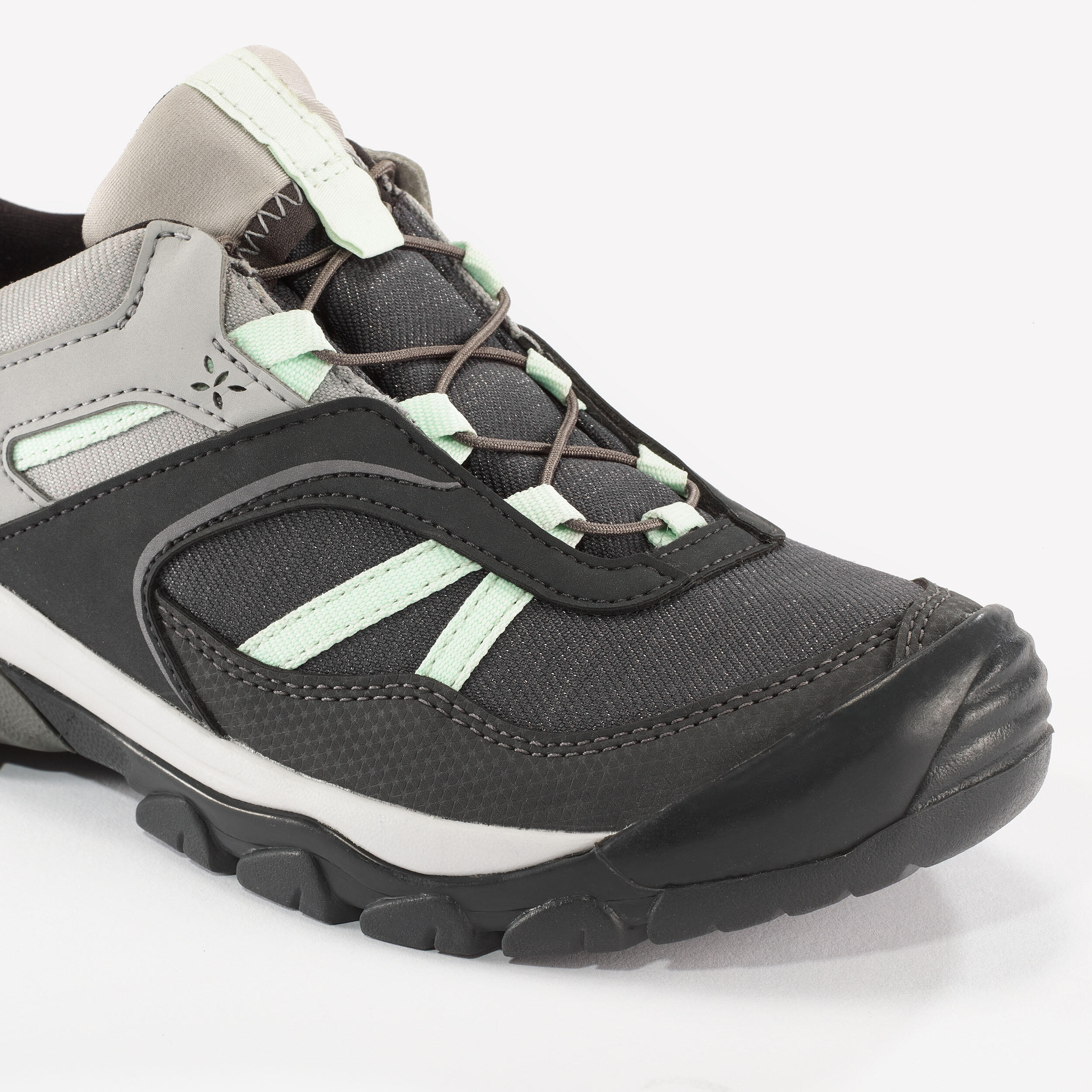 Children's waterproof lace-up hiking shoes - CROSSROCK grey - 35–38 9/10