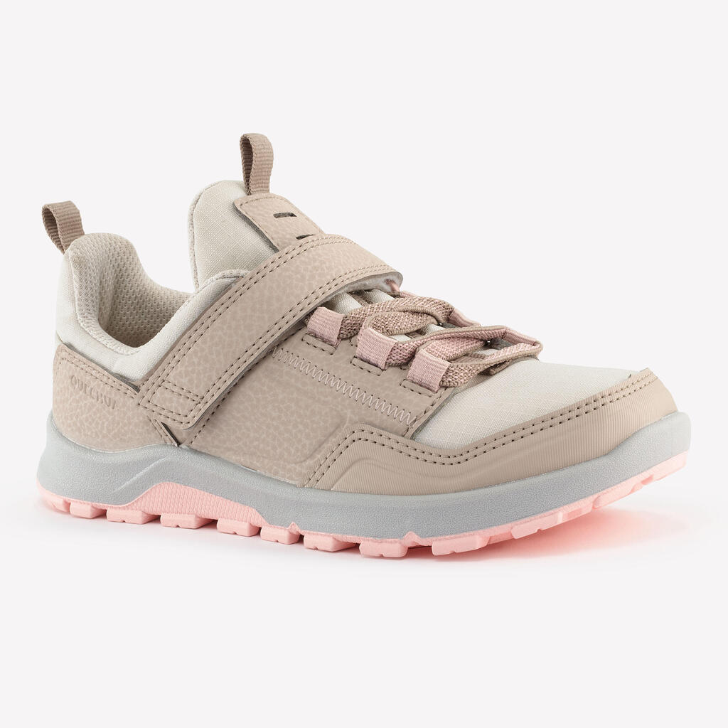 Wanderschuhe Kinder Gr. 28–34 niedrig Klettverschluss Wandern - NH500 beige/rosa