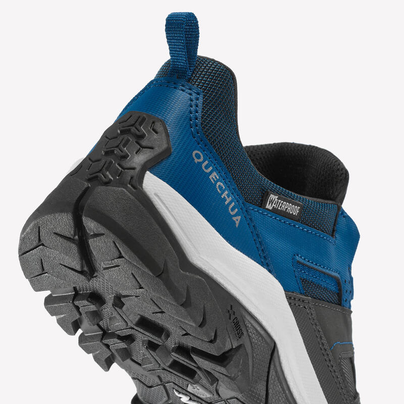 兒童綁帶防水登山健行鞋 CROSSROCK－藍色