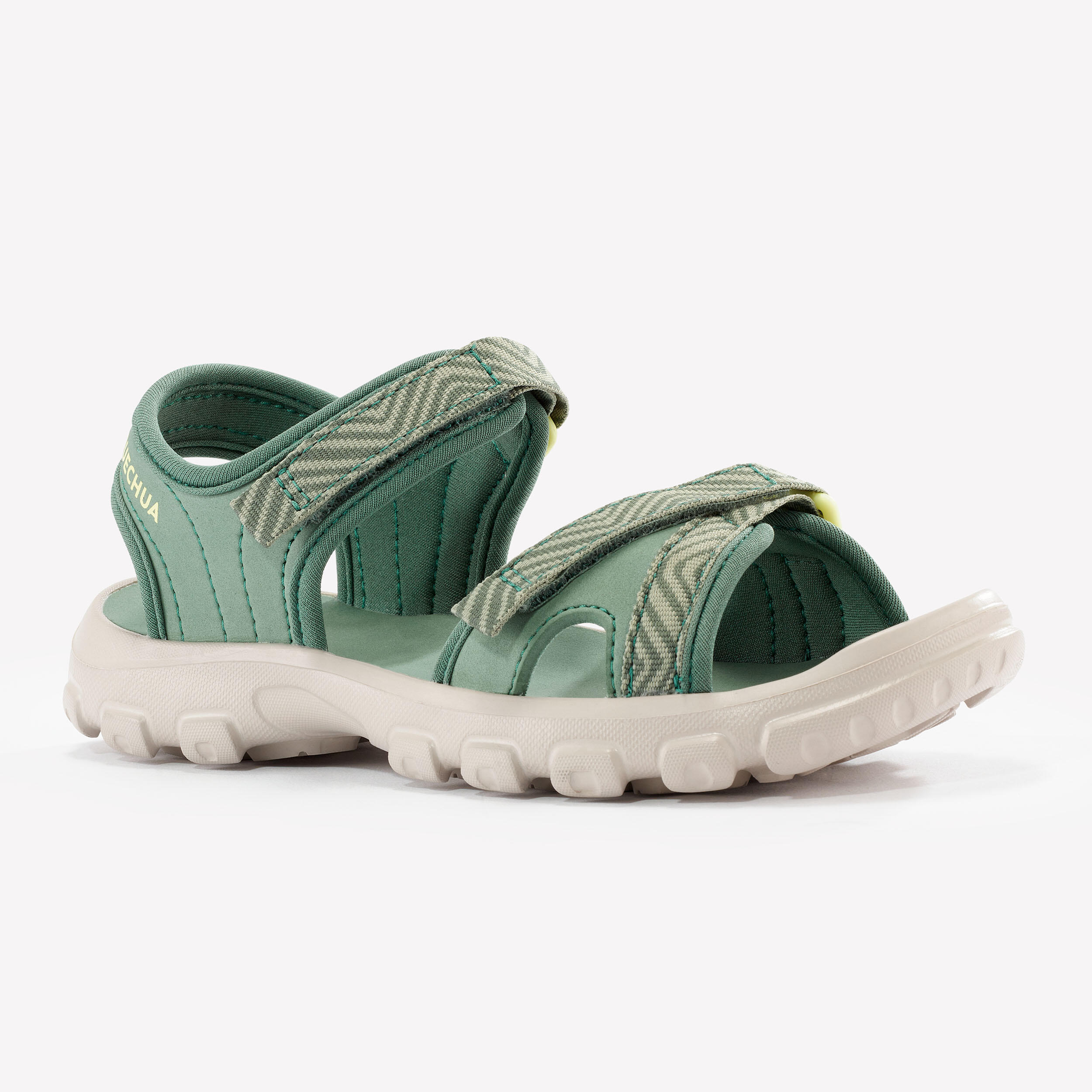 Quechua - Sandales De Randonnée Enfant - Mh100 Tw Kaki Et Jaunes - 32 Au 37 - Sandales - Randonnee Junior - - 36/37 - Decathlon